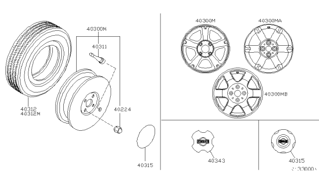 2003 Nissan Sentra  Road Wheel Nut Diagram for 402244Z000