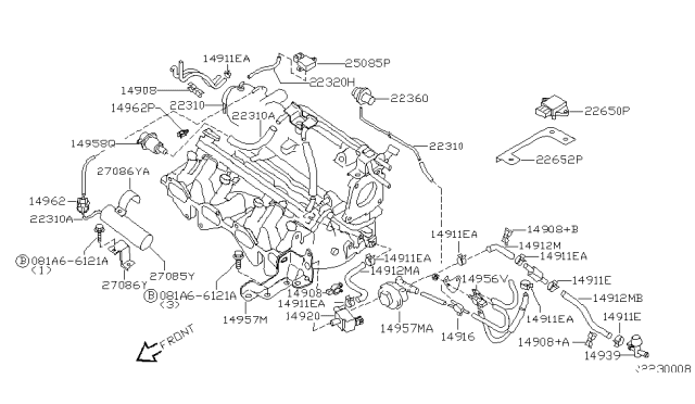 2002 Nissan Sentra  Pressure Sensor Diagram for 22365AM601