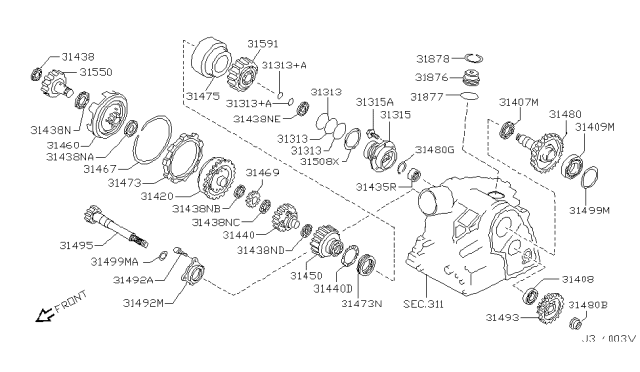 2002 Nissan Sentra  Bearing-Needle Diagram for 3140780X10