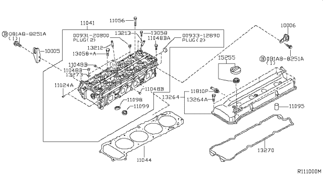 2001 Nissan Sentra Bolt-Rocker Cover Diagram for 132242J201