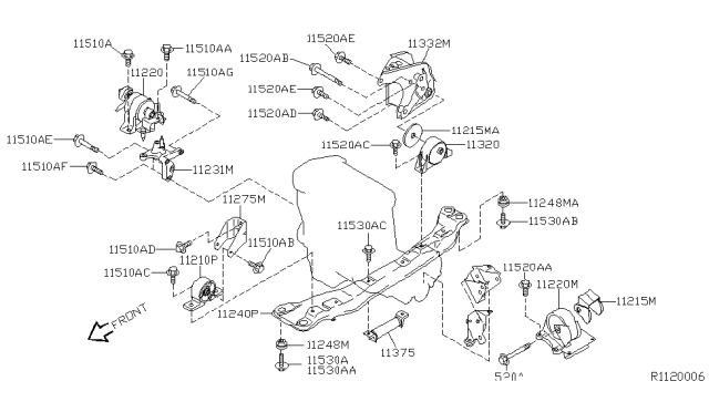2002 Nissan Sentra  Pad-Engine Mounting Member Diagram for 112484M400
