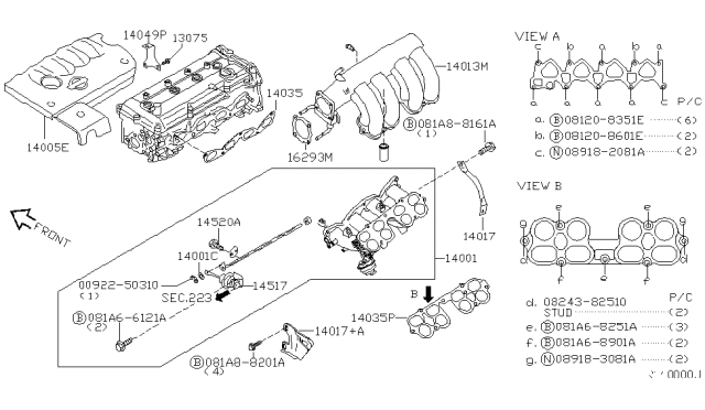 2001 Nissan Sentra  Manifold Assy-Intake Diagram for 140014Z020