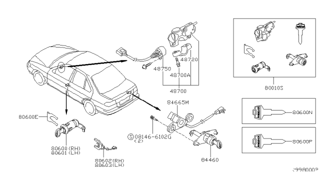 2002 Nissan Sentra  Lock Set-Steering Diagram for D87006J000
