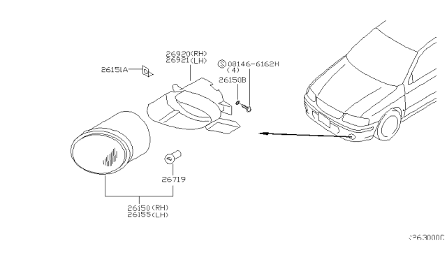 2006 Nissan Sentra Lamp Assembly-Fog, LH Diagram for 2615500Q00