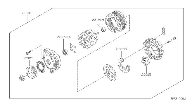2004 Nissan Sentra  Alternator Assembly Diagram for 231004Z400
