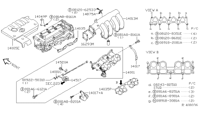 2005 Nissan Sentra  Gasket-Manifold To Cylinder Head Diagram for 140354Z000