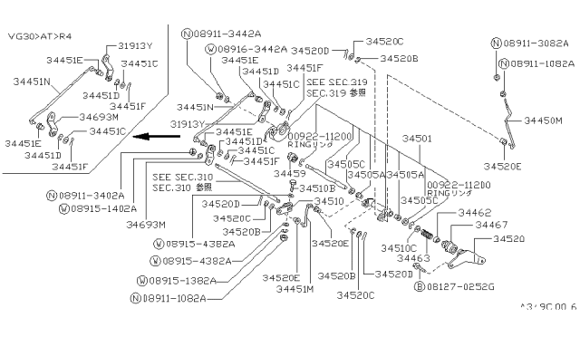 1990 Nissan Hardbody Pickup (D21)  BUSHING-Shaft Diagram for 3453073001