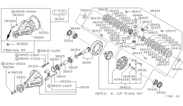 1989 Nissan Hardbody Pickup (D21)  Bearing-Drive Pinion, Rear Diagram for 3812076500