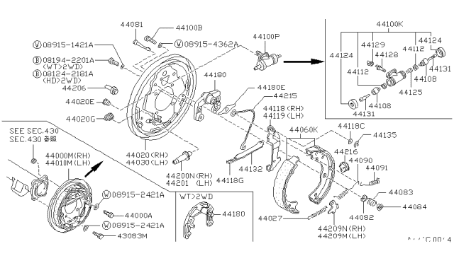 1990 Nissan Hardbody Pickup (D21)  Plug-Adjust Diagram for 44098M4901