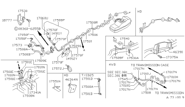 1992 Nissan Hardbody Pickup (D21)  Con-Brake-Tube Diagram for 4631301E01