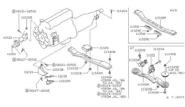 1989 Nissan Hardbody Pickup (D21)  Insulator-Mount Rear Diagram for 1132001G00