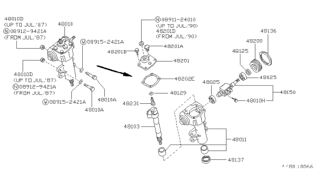 1990 Nissan Hardbody Pickup (D21)  Seal-Oil, Sector Shaft Diagram for 4813792G00