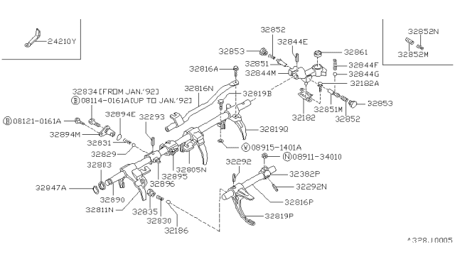 1991 Nissan Hardbody Pickup (D21)  Plug-Return Spring Diagram for 3285401G01