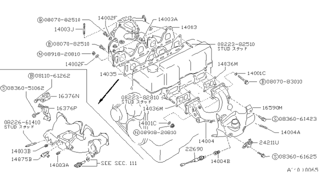 1990 Nissan Hardbody Pickup (D21)  Gasket-Manifold Exhaust A Diagram for 1403640F00