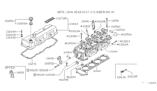 1989 Nissan Hardbody Pickup (D21) Bolt-Camshaft Bracket Diagram for 1305821G00