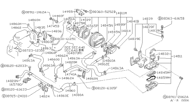 1987 Nissan Hardbody Pickup (D21)  Clamp-Hose Diagram for 0155500361
