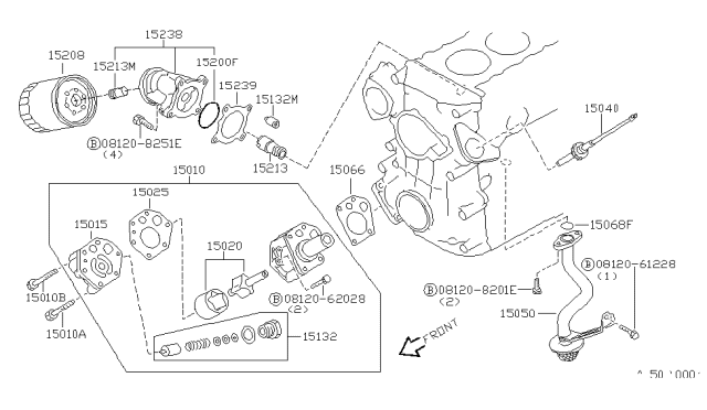 1994 Nissan Hardbody Pickup (D21)  Spindle Assembly-Oil Pump Drive Diagram for 1504040F00