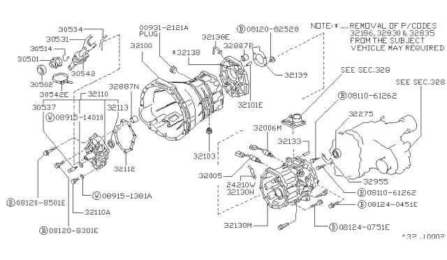 1992 Nissan Hardbody Pickup (D21)  Gasket-Front Cover Diagram for 32112V5001