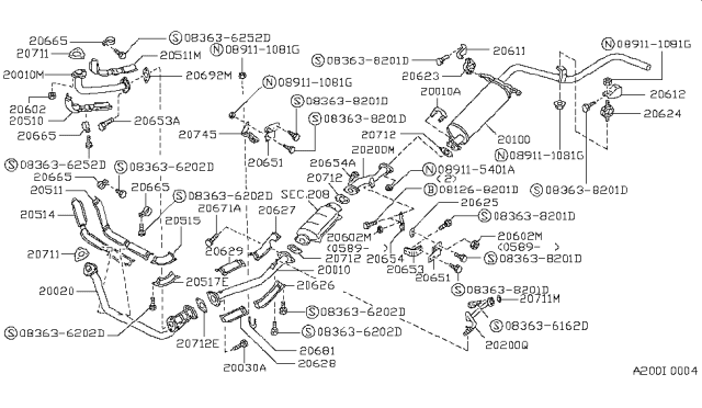 1990 Nissan Hardbody Pickup (D21)  Bolt Diagram for 0111500181