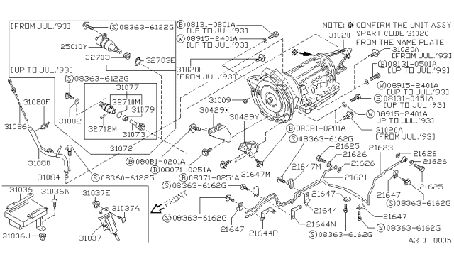 1994 Nissan Hardbody Pickup (D21)  Washer Diagram for 2162664U00