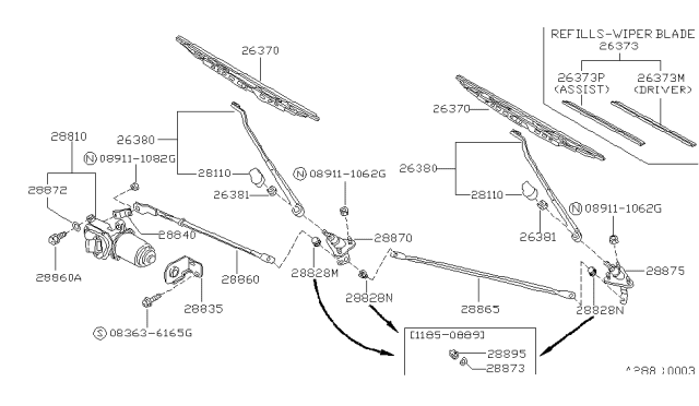 1989 Nissan Hardbody Pickup (D21)  RETAINER Ball Diagram for 28851F5000