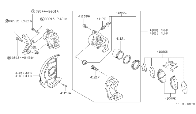 1989 Nissan Hardbody Pickup (D21)  CALIPER-Brake LH Diagram for 4101109G05