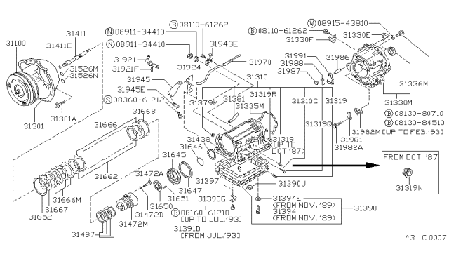 1993 Nissan Hardbody Pickup (D21) Seal-Oil Rear Extension Diagram for 31336X6901