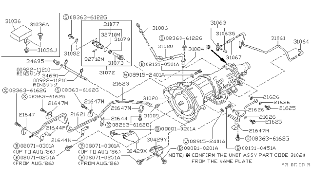 1986 Nissan Hardbody Pickup (D21)  Bolt Diagram for 081310451A