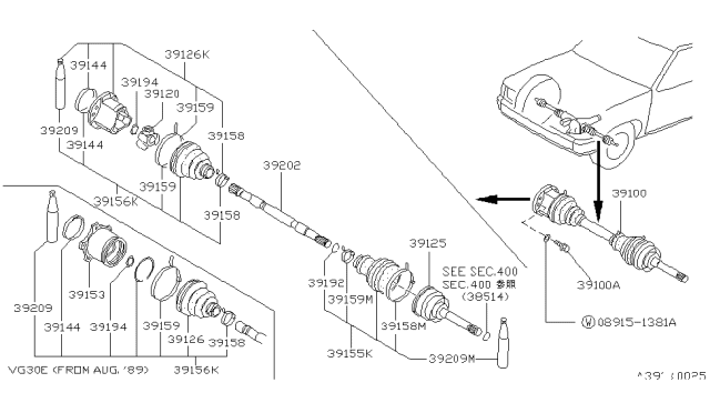 1989 Nissan Hardbody Pickup (D21)  Repair Kit-Dust Cover, Inner Diagram for 3974103P28