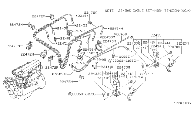 1989 Nissan Hardbody Pickup (D21) Spark Plug Diagram for 2240130R15