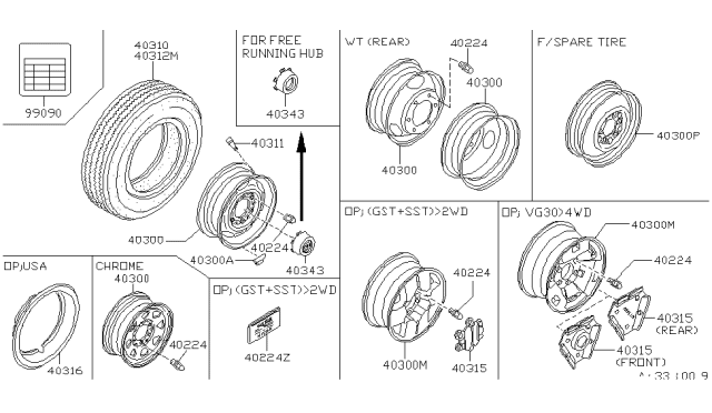1989 Nissan Hardbody Pickup (D21) Valve Air Diagram for 40311N8800