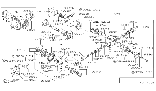 1986 Nissan Hardbody Pickup (D21)  Bolt-Drive Gear Diagram for 38102N3100