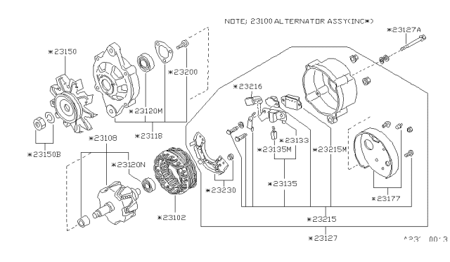 1988 Nissan Hardbody Pickup (D21)  Cover Front Diagram for 2311880M00