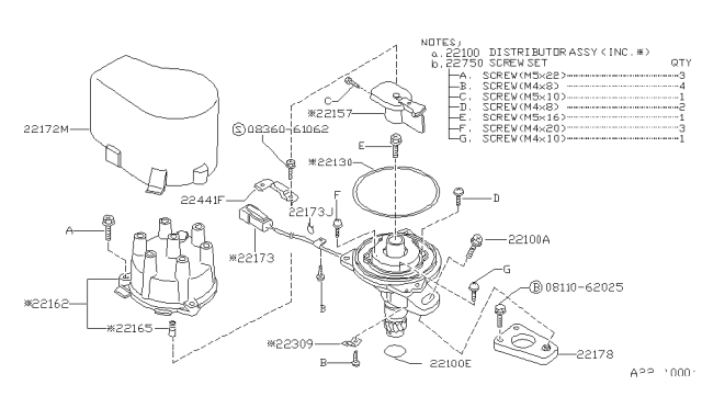 1993 Nissan Hardbody Pickup (D21)  Rotor-Head Diagram for 2215721E01