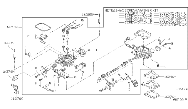 1987 Nissan Hardbody Pickup (D21)  Gasket Lower Diagram for 1607689W05