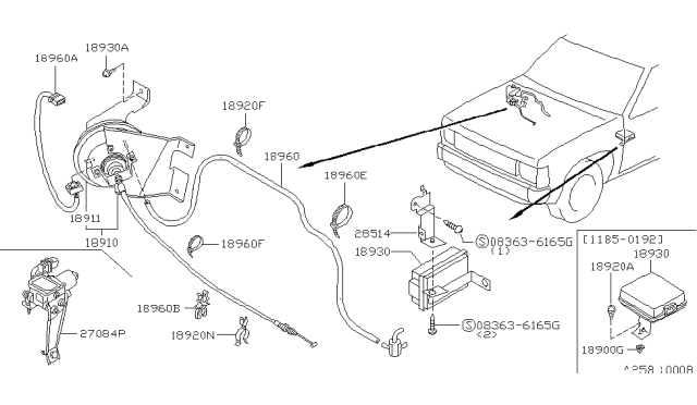 1992 Nissan Hardbody Pickup (D21) Unit Assembly-SERVO Diagram for 1891088G00