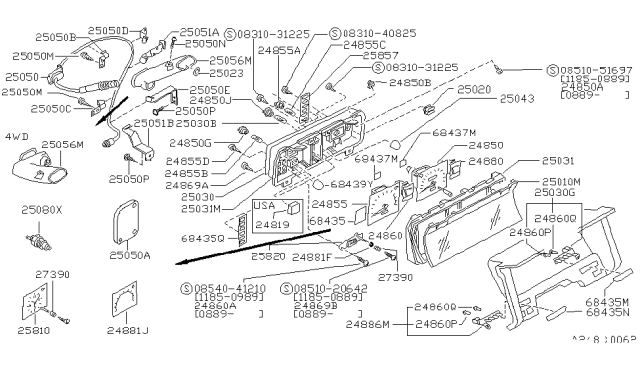 1989 Nissan Hardbody Pickup (D21)  Screw Diagram for 0146100601