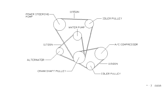 1988 Nissan Hardbody Pickup (D21) Drive Belt Diagram for 0211744523