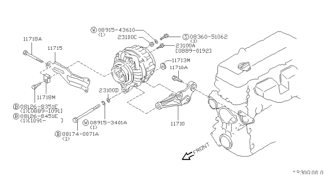 1991 Nissan Hardbody Pickup (D21) Bolt Hex Diagram for 081740071A