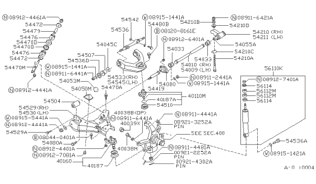 1992 Nissan Hardbody Pickup (D21)  Spindle-Lower Diagram for 54419B9500