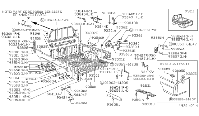 1986 Nissan Hardbody Pickup (D21)  Stay Assembly-Back Door Diagram for 9046001G00