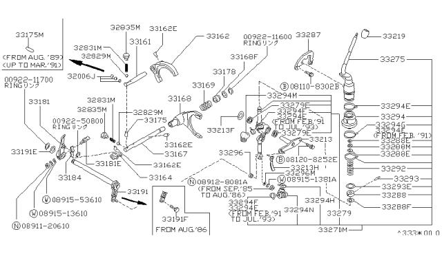 1989 Nissan Hardbody Pickup (D21)  Seal-Oil Transfer Control Link Diagram for 33185C6200