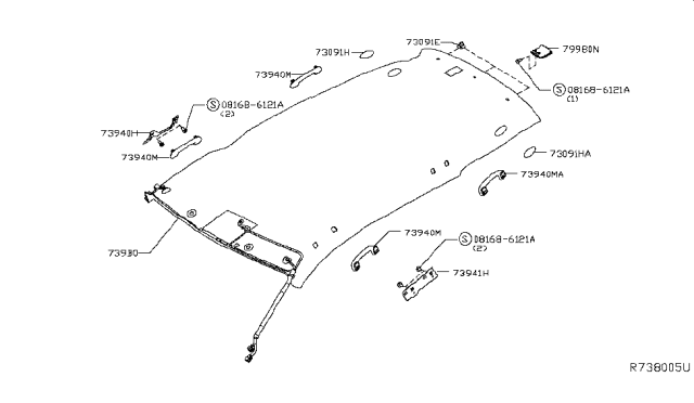 2015 Nissan Rogue Grip Assembly-Assist Diagram for 739403NA0A
