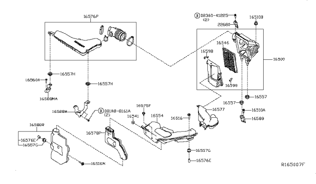 2017 Nissan Rogue Air Cleaner Box Diagram for 165004BA3A
