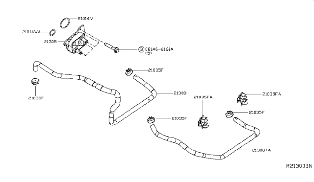 2016 Nissan Rogue  Hose-Water, Oil Cooler Diagram for 213064BA0B