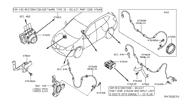 2019 Nissan Rogue Bracket-ACTUATOR, ANTISKID Diagram for 478404BA0A