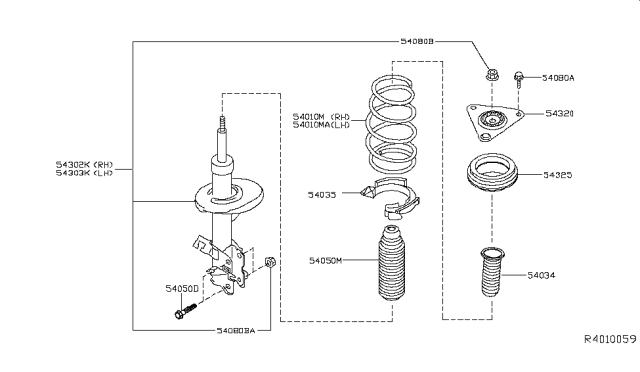 2014 Nissan Rogue STRUT Kit Front LH Diagram for E43034BA1C