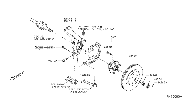 2015 Nissan Rogue  Bolt Diagram for 40178JG00A