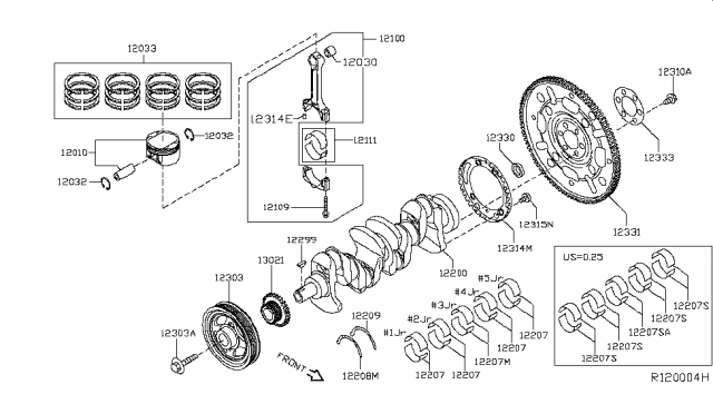 2017 Nissan Rogue  Plate-Drive&Gear Diagram for 123314BA0A