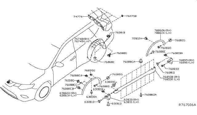 2016 Nissan Rogue  Clip Diagram for 6384835F00